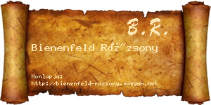 Bienenfeld Rázsony névjegykártya